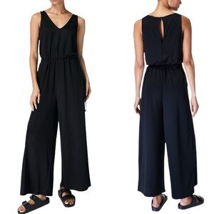 SWEATY BETTY CRUISE WIDE LEG BLACK JUMPSUIT SIZE XS
